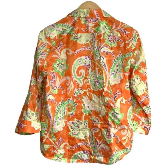 Lauren Ralph Lauren Paisley Print Button Up Shirt Relaxed Fit SZ L 100% Cotton - Picture 3 of 8